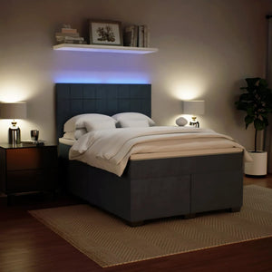 Κρεβάτι Boxspring με Στρώμα Σκούρο Γκρι 140x200 εκ. Βελούδινο