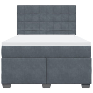 Κρεβάτι Boxspring με Στρώμα Σκούρο Γκρι 140x200 εκ. Βελούδινο