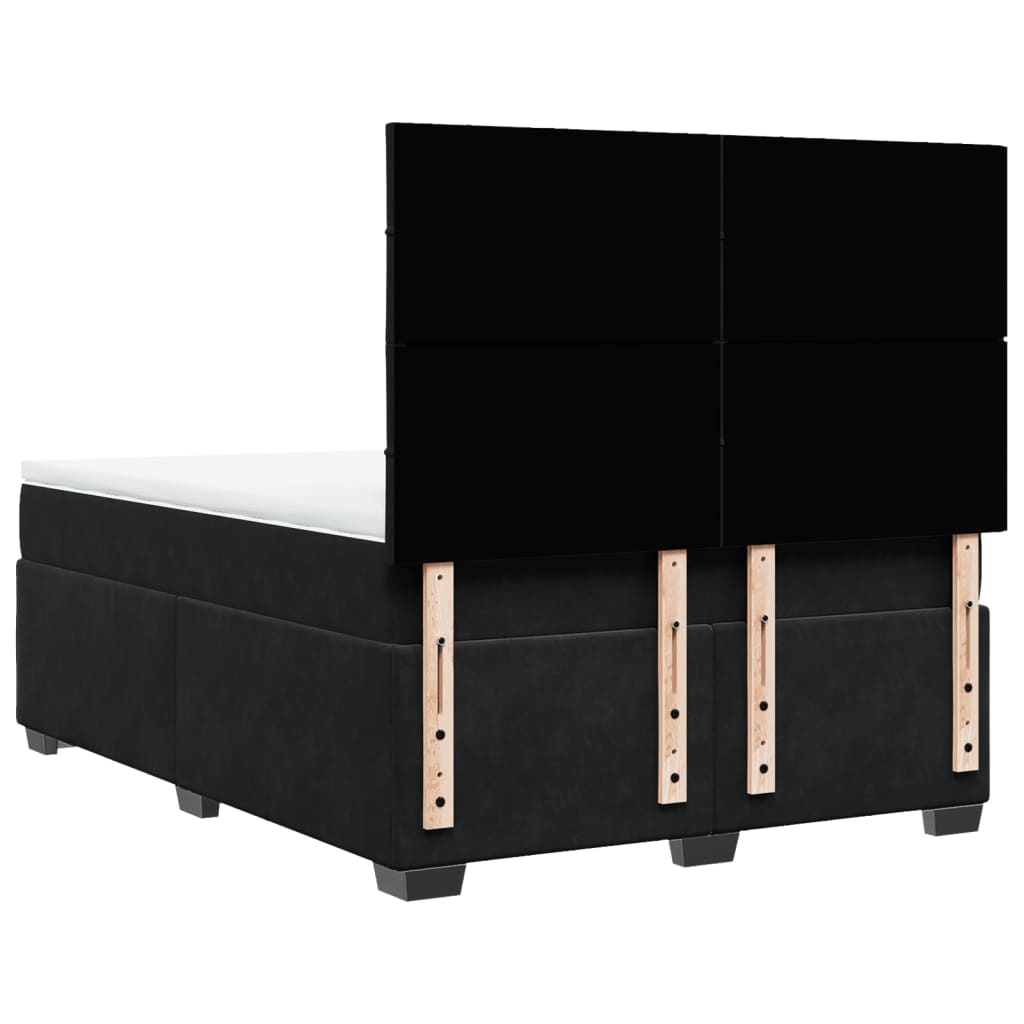 Κρεβάτι Boxspring με Στρώμα Μαύρο 140x200 εκ. Βελούδινο
