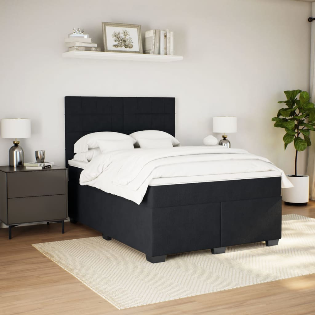 Κρεβάτι Boxspring με Στρώμα Μαύρο 140x200 εκ. Βελούδινο