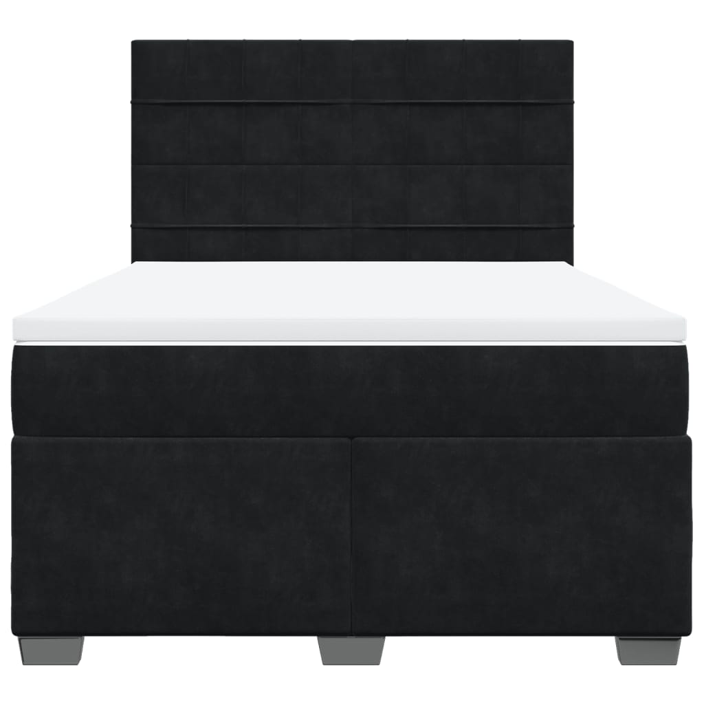 Κρεβάτι Boxspring με Στρώμα Μαύρο 140x200 εκ. Βελούδινο