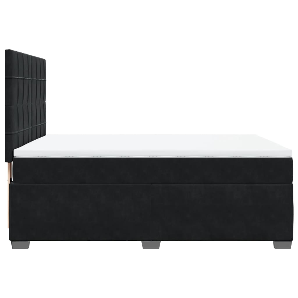 Κρεβάτι Boxspring με Στρώμα Μαύρο 140x200 εκ. Βελούδινο