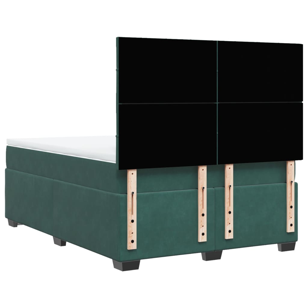 Κρεβάτι Boxspring με Στρώμα Σκούρο Πράσινο 140x200εκ. Βελούδινο