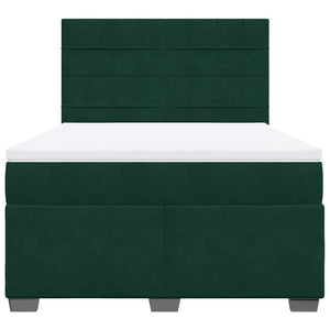 Κρεβάτι Boxspring με Στρώμα Σκούρο Πράσινο 140x200εκ. Βελούδινο
