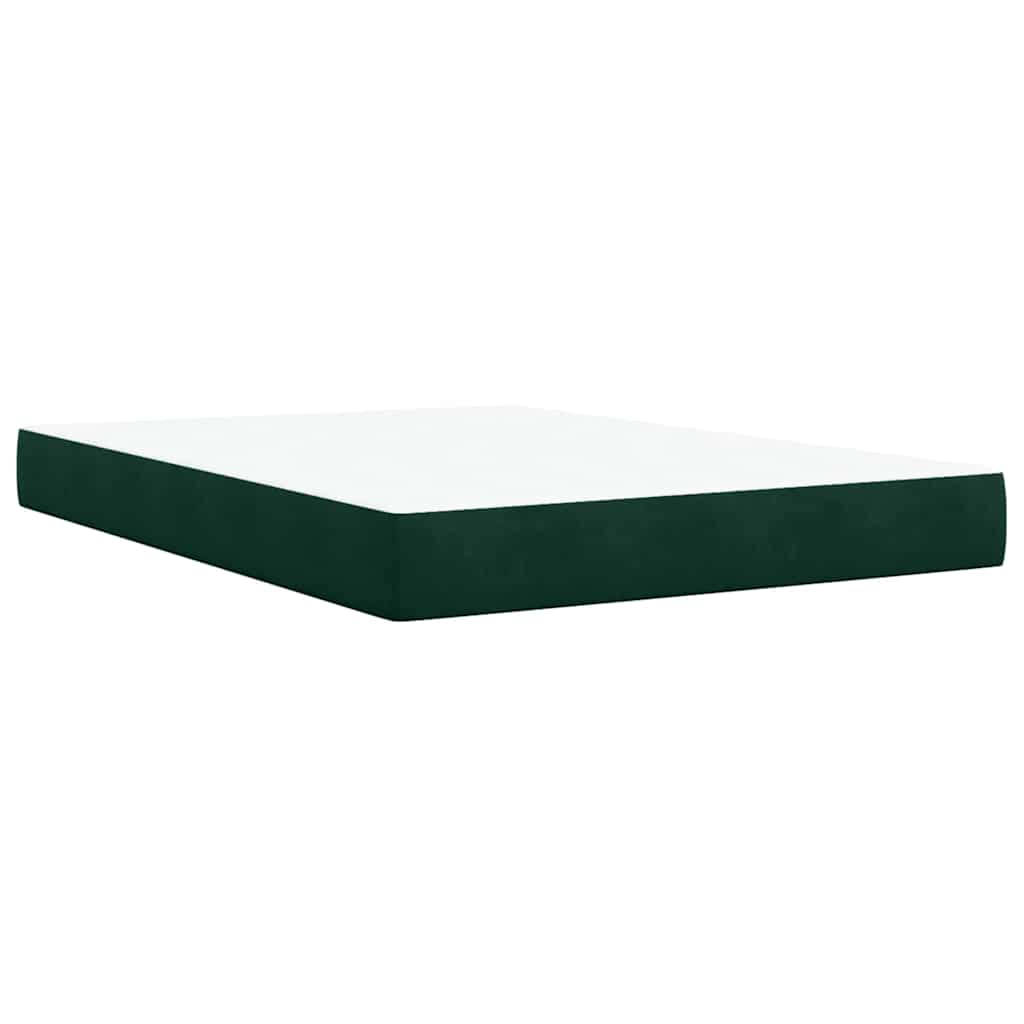 Κρεβάτι Boxspring με Στρώμα Σκούρο Πράσινο 140x200εκ. Βελούδινο