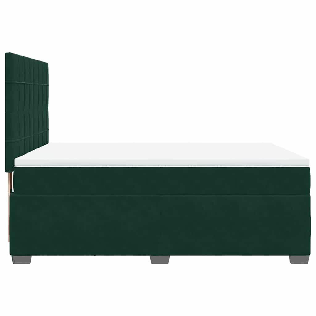 Κρεβάτι Boxspring με Στρώμα Σκούρο Πράσινο 140x200εκ. Βελούδινο