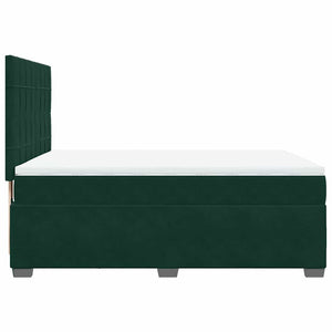 Κρεβάτι Boxspring με Στρώμα Σκούρο Πράσινο 140x200εκ. Βελούδινο