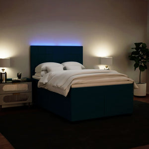 Κρεβάτι Boxspring με Στρώμα Μπλε 140x200 εκ. Βελούδινο - Pakobazaar