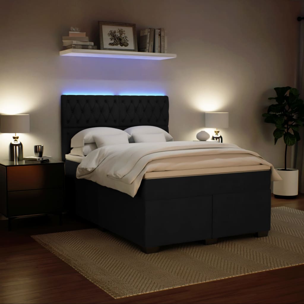 Κρεβάτι Boxspring με Στρώμα Μαύρο 140x200 εκ. Βελούδινο - Pakobazaar