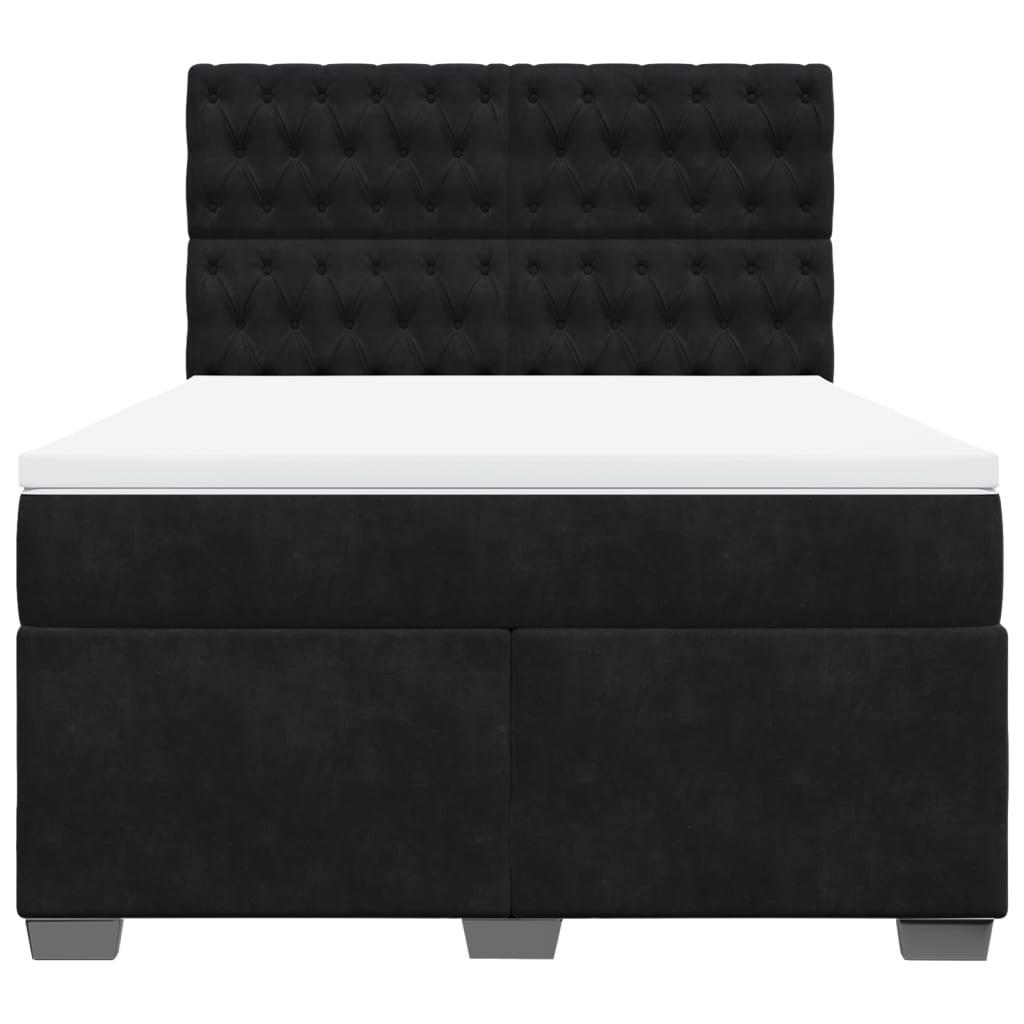 Κρεβάτι Boxspring με Στρώμα Μαύρο 140x200 εκ. Βελούδινο - Pakobazaar