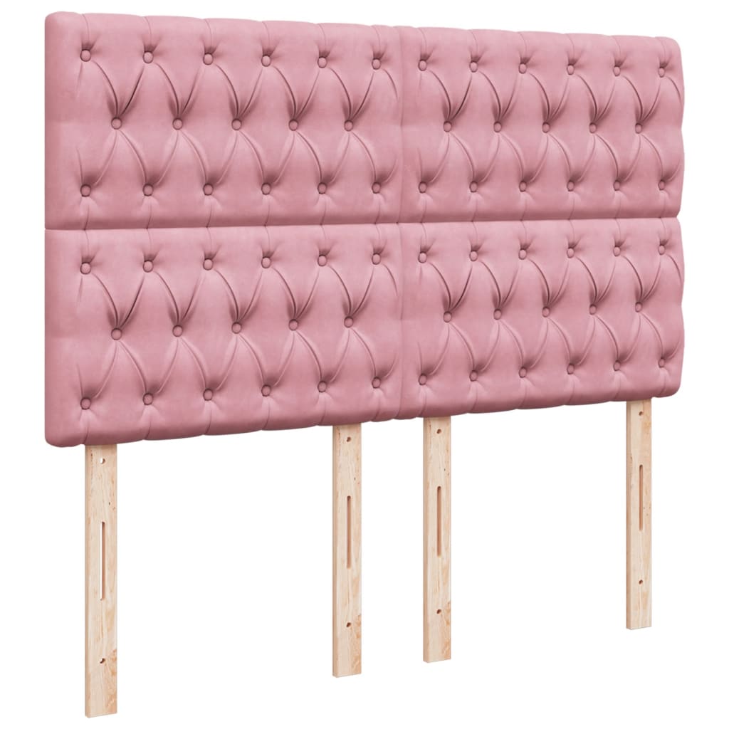 Κρεβάτι Boxspring με Στρώμα Ροζ 140x200 εκ. Βελούδινο - Pakobazaar