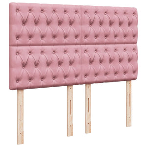 Κρεβάτι Boxspring με Στρώμα Ροζ 140x200 εκ. Βελούδινο - Pakobazaar