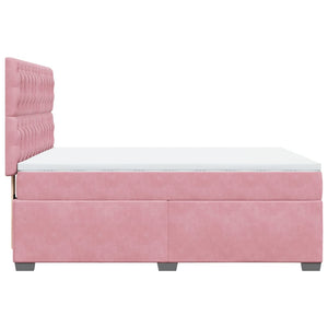 Κρεβάτι Boxspring με Στρώμα Ροζ 140x200 εκ. Βελούδινο - Pakobazaar