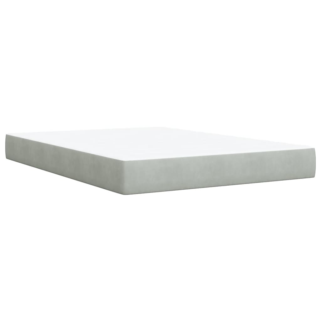 Κρεβάτι Boxspring με Στρώμα Ανοιχτό Γκρι 140x200 εκ. Βελούδινο - Pakobazaar