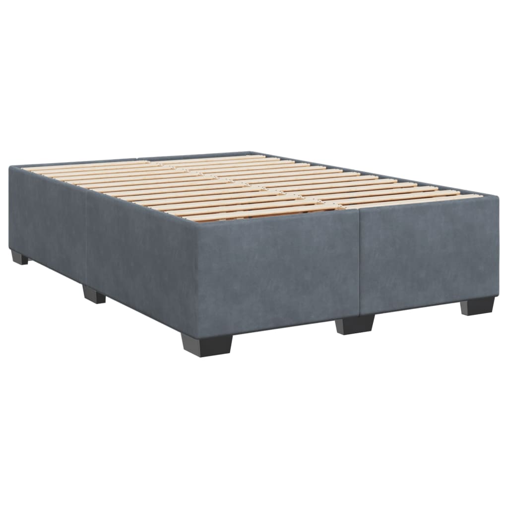 Κρεβάτι Boxspring με Στρώμα Σκούρο Γκρι 140x200 εκ. Βελούδινο - Pakobazaar