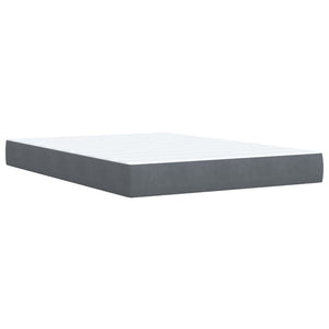 Κρεβάτι Boxspring με Στρώμα Σκούρο Γκρι 140x200 εκ. Βελούδινο - Pakobazaar