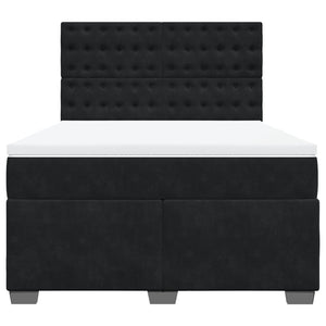 Κρεβάτι Boxspring με Στρώμα Μαύρο 140x200 εκ. Βελούδινο