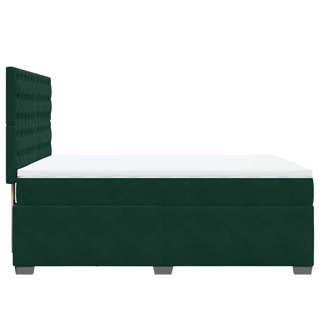 Κρεβάτι Boxspring με Στρώμα Σκούρο Πράσινο 140x200εκ. Βελούδινο - Pakobazaar