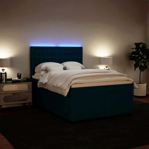 Κρεβάτι Boxspring με Στρώμα Μπλε 140x200 εκ. Βελούδινο - Pakobazaar