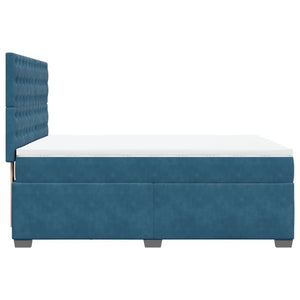 Κρεβάτι Boxspring με Στρώμα Μπλε 140x200 εκ. Βελούδινο - Pakobazaar