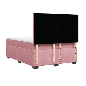 Κρεβάτι Boxspring με Στρώμα Ροζ 140x200 εκ. Βελούδινο - Pakobazaar