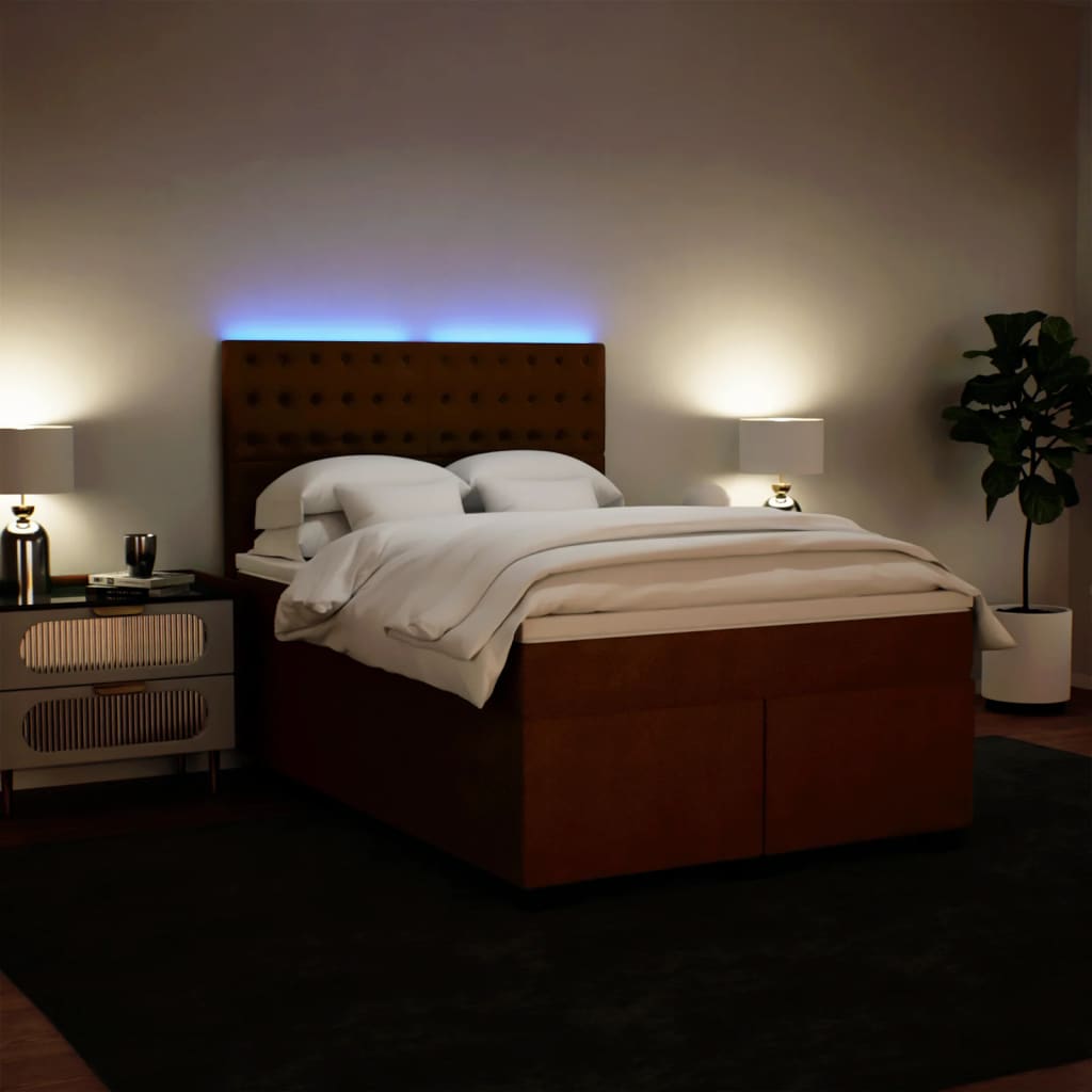 Κρεβάτι Boxspring με Στρώμα Ροζ 140x200 εκ. Βελούδινο - Pakobazaar