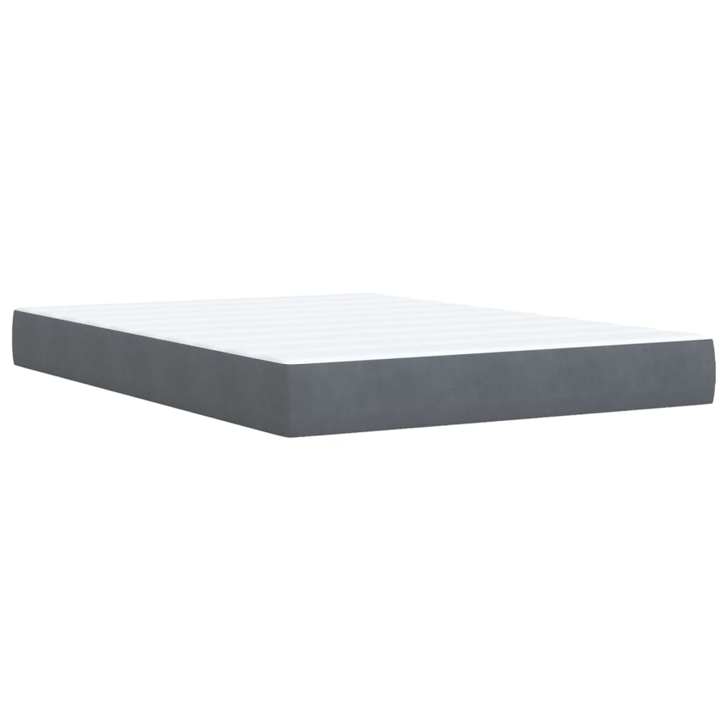 Κρεβάτι Boxspring με Στρώμα Σκούρο Γκρι 160x200 εκ. Βελούδινο - Pakobazaar