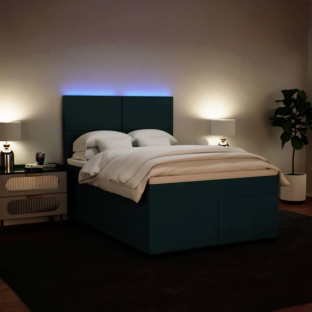 Κρεβάτι Boxspring με Στρώμα Σκούρο Πράσινο 160x200εκ. Βελούδινο - Pakobazaar