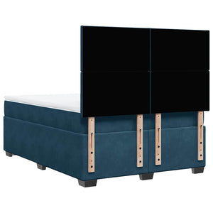 Κρεβάτι Boxspring με Στρώμα Μπλε 160x200 εκ. Βελούδινο - Pakobazaar