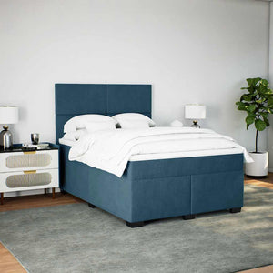 Κρεβάτι Boxspring με Στρώμα Μπλε 160x200 εκ. Βελούδινο - Pakobazaar