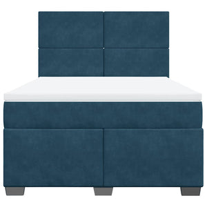 Κρεβάτι Boxspring με Στρώμα Μπλε 160x200 εκ. Βελούδινο - Pakobazaar