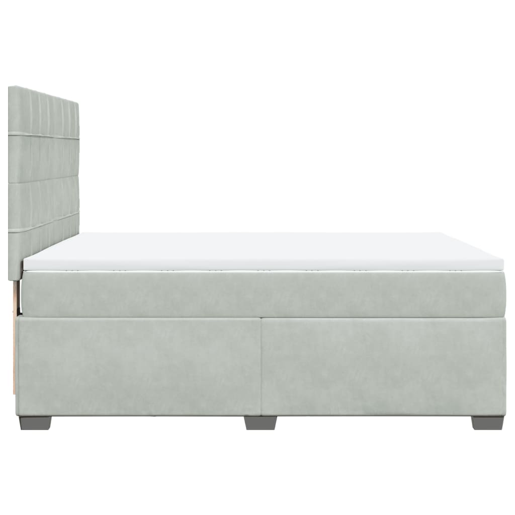 Κρεβάτι Boxspring με Στρώμα Ανοιχτό Γκρι 160x200 εκ. Βελούδινο - Pakobazaar
