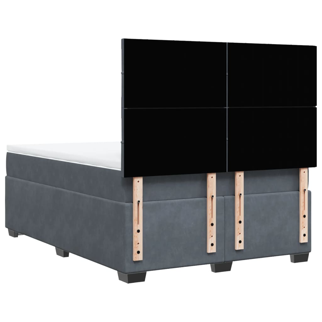 Κρεβάτι Boxspring με Στρώμα Σκούρο Γκρι 160x200 εκ. Βελούδινο - Pakobazaar