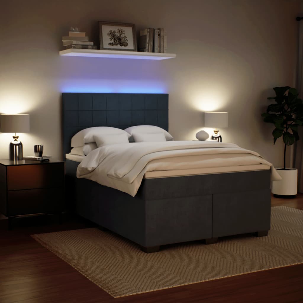 Κρεβάτι Boxspring με Στρώμα Σκούρο Γκρι 160x200 εκ. Βελούδινο - Pakobazaar