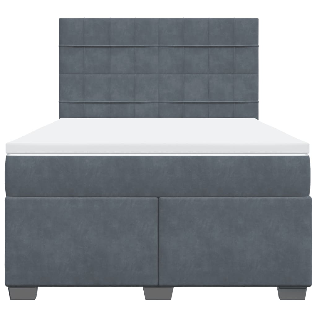 Κρεβάτι Boxspring με Στρώμα Σκούρο Γκρι 160x200 εκ. Βελούδινο - Pakobazaar