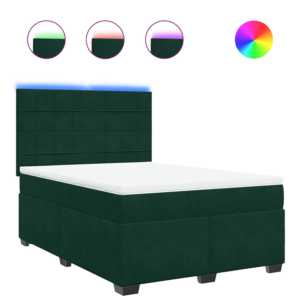 Κρεβάτι Boxspring με Στρώμα Σκούρο Πράσινο 160x200εκ. Βελούδινο - Pakobazaar