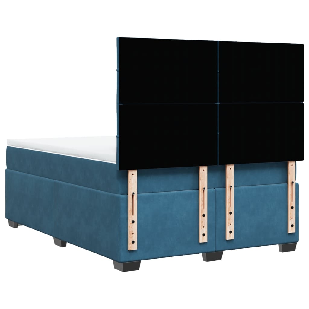 Κρεβάτι Boxspring με Στρώμα Μπλε 160x200 εκ. Βελούδινο - Pakobazaar