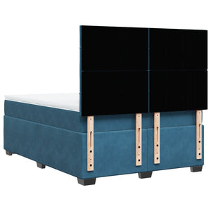 Κρεβάτι Boxspring με Στρώμα Μπλε 160x200 εκ. Βελούδινο - Pakobazaar