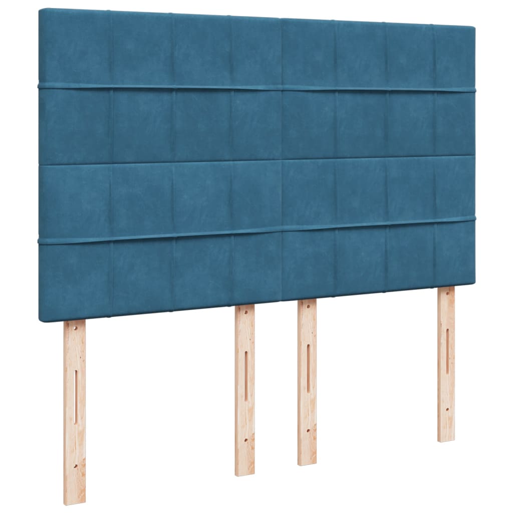 Κρεβάτι Boxspring με Στρώμα Μπλε 160x200 εκ. Βελούδινο - Pakobazaar