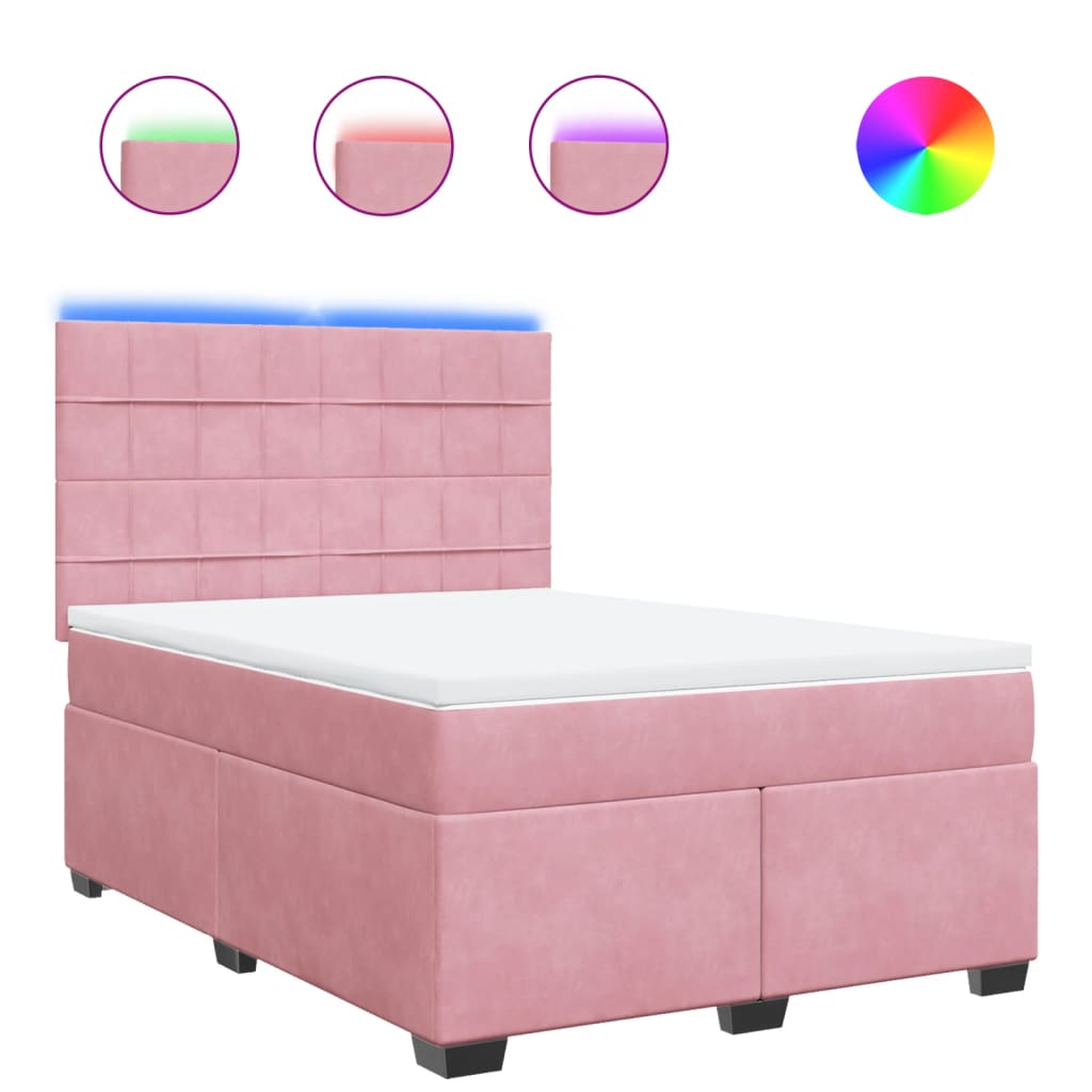 Κρεβάτι Boxspring με Στρώμα Ροζ 160x200 εκ. Βελούδινο - Pakobazaar