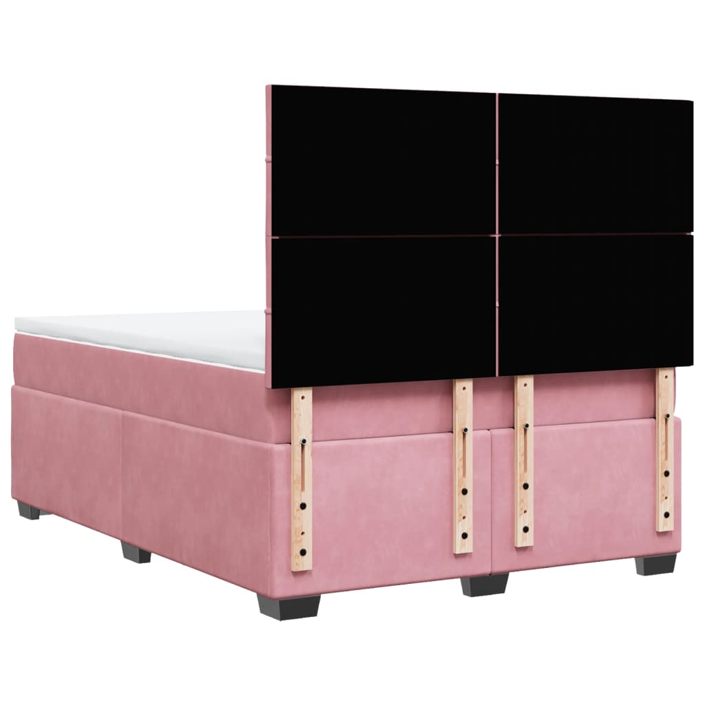 Κρεβάτι Boxspring με Στρώμα Ροζ 160x200 εκ. Βελούδινο - Pakobazaar