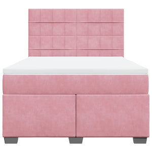 Κρεβάτι Boxspring με Στρώμα Ροζ 160x200 εκ. Βελούδινο - Pakobazaar