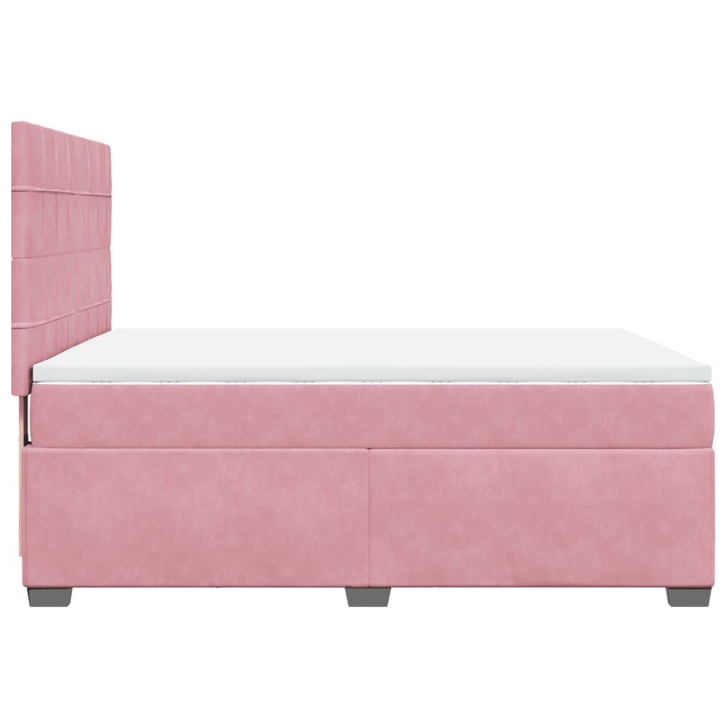 Κρεβάτι Boxspring με Στρώμα Ροζ 160x200 εκ. Βελούδινο - Pakobazaar