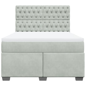 Κρεβάτι Boxspring με Στρώμα Ανοιχτό Γκρι 160x200 εκ. Βελούδινο - Pakobazaar