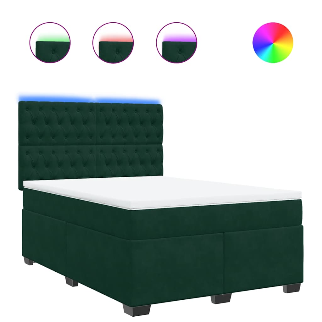 Κρεβάτι Boxspring με Στρώμα Σκούρο Πράσινο 160x200εκ. Βελούδινο - Pakobazaar