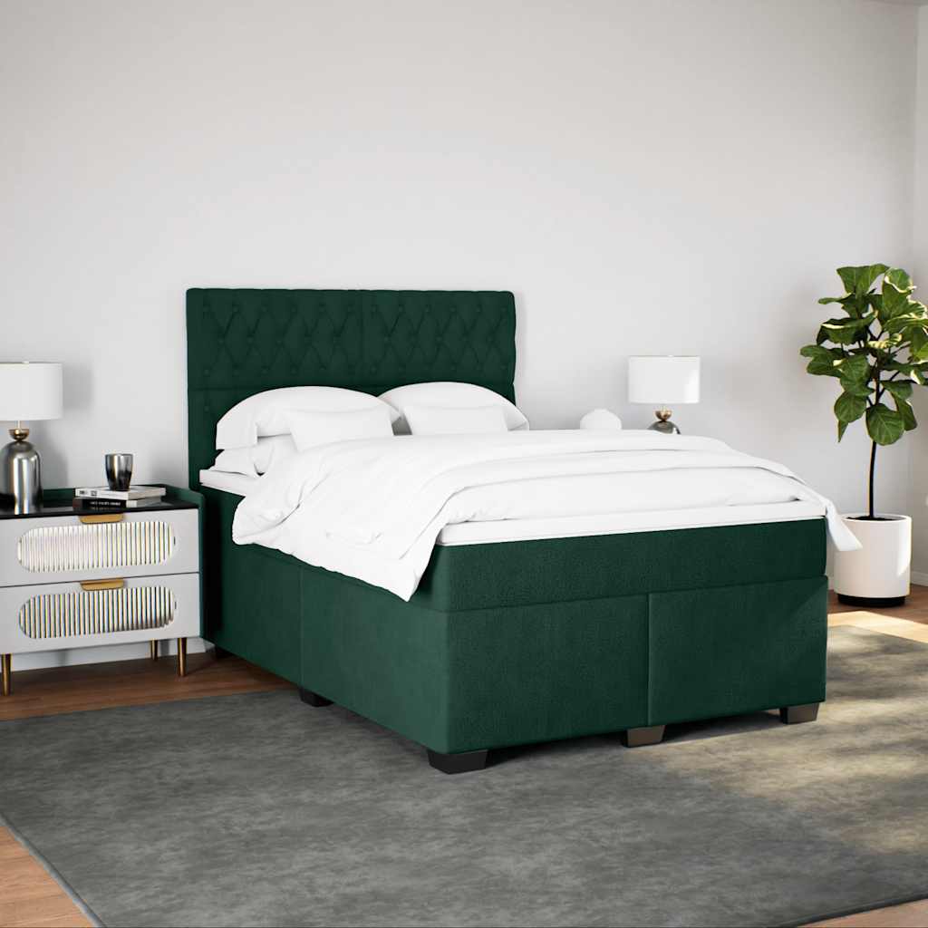 Κρεβάτι Boxspring με Στρώμα Σκούρο Πράσινο 160x200εκ. Βελούδινο - Pakobazaar