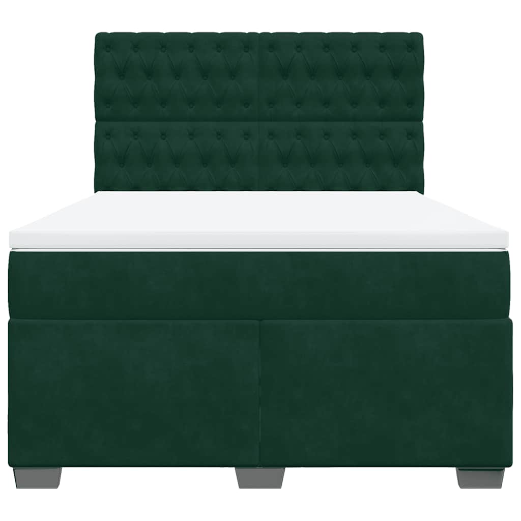 Κρεβάτι Boxspring με Στρώμα Σκούρο Πράσινο 160x200εκ. Βελούδινο - Pakobazaar