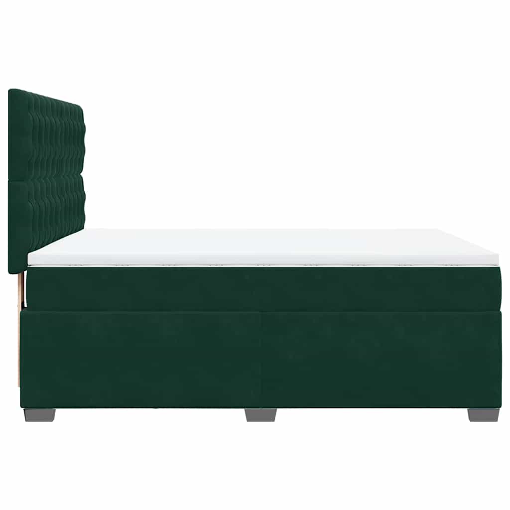 Κρεβάτι Boxspring με Στρώμα Σκούρο Πράσινο 160x200εκ. Βελούδινο - Pakobazaar