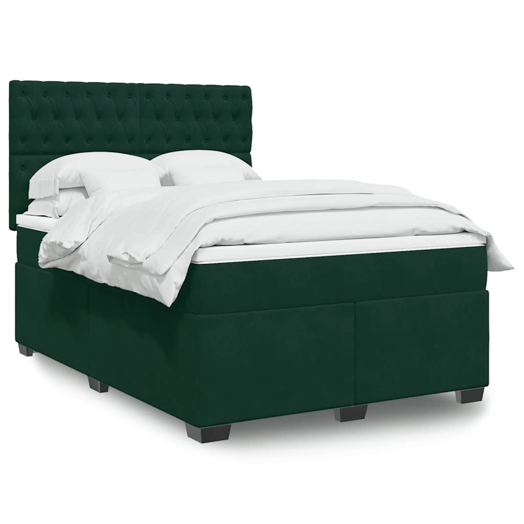 Κρεβάτι Boxspring με Στρώμα Σκούρο Πράσινο 160x200εκ. Βελούδινο - Pakobazaar