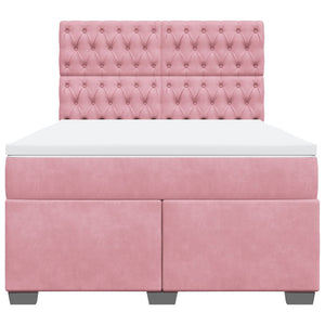 Κρεβάτι Boxspring με Στρώμα Ροζ 160x200 εκ. Βελούδινο - Pakobazaar